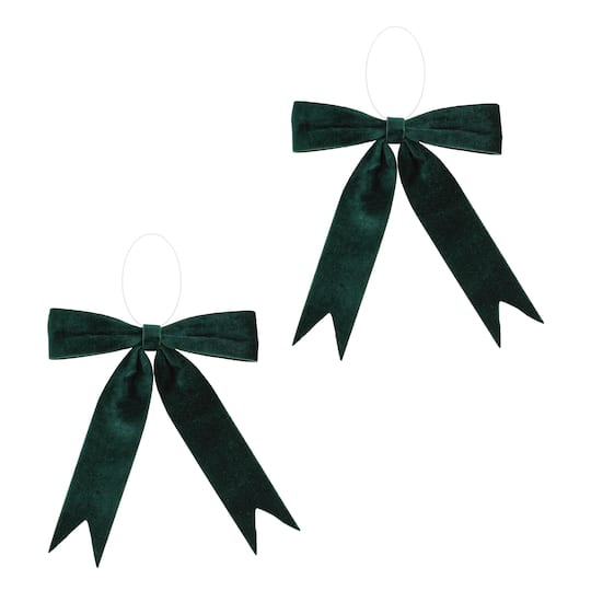 Emerald Green Holiday Bows, 2ct. By Melrose | 10.5" x 15" | Michaels®